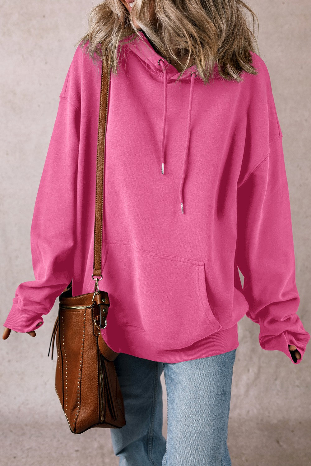 Drawstring Pocketed Long Sleeve Hoodie - Charming Charlie