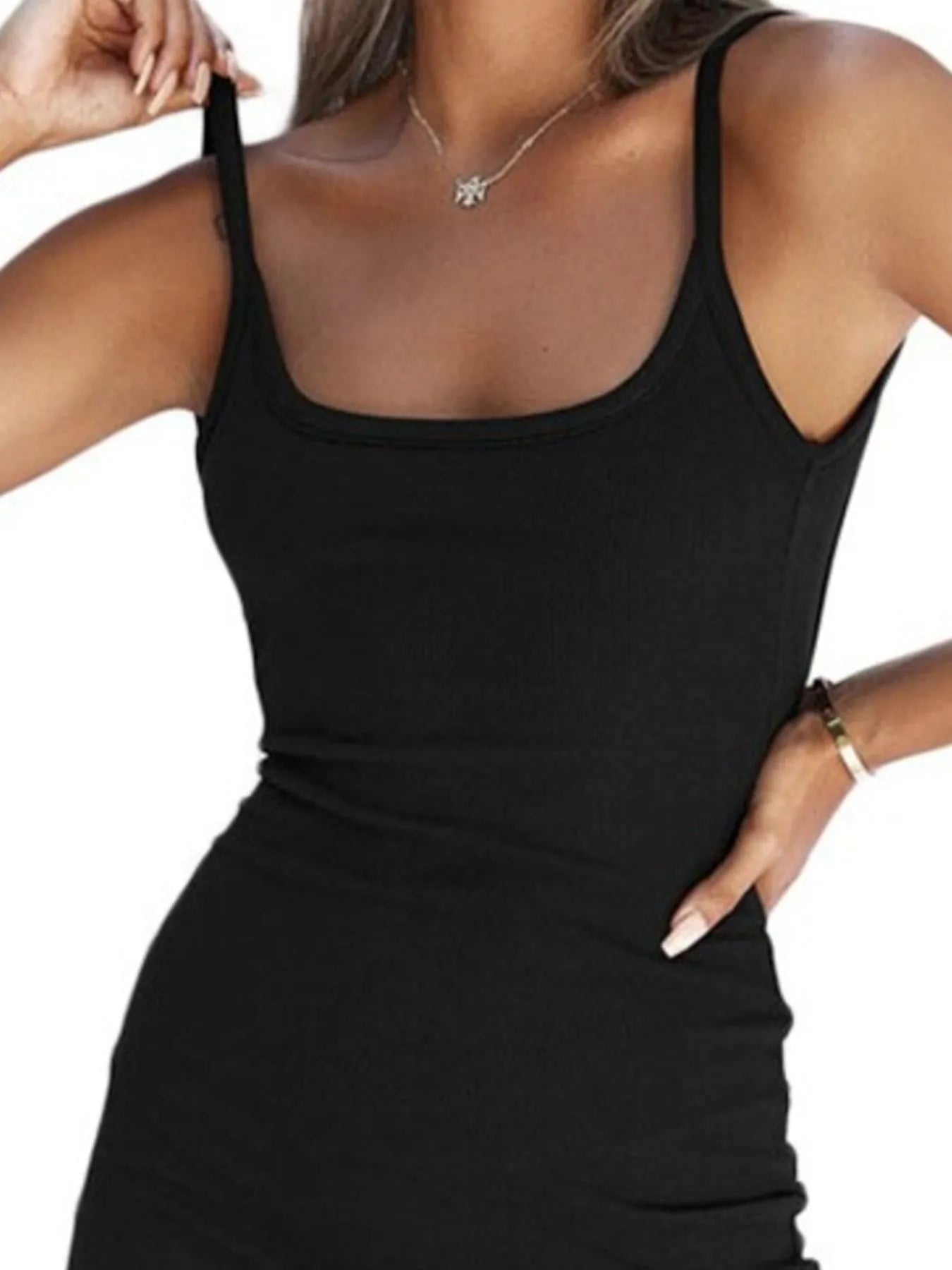 Backless Scoop Neck Bodycon Cami Dress White / M