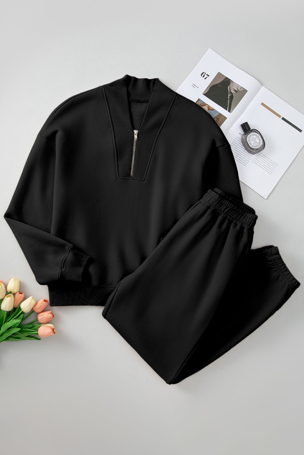 Quarter Zip Long Sleeve Top and Pants Set – Charming Charlie