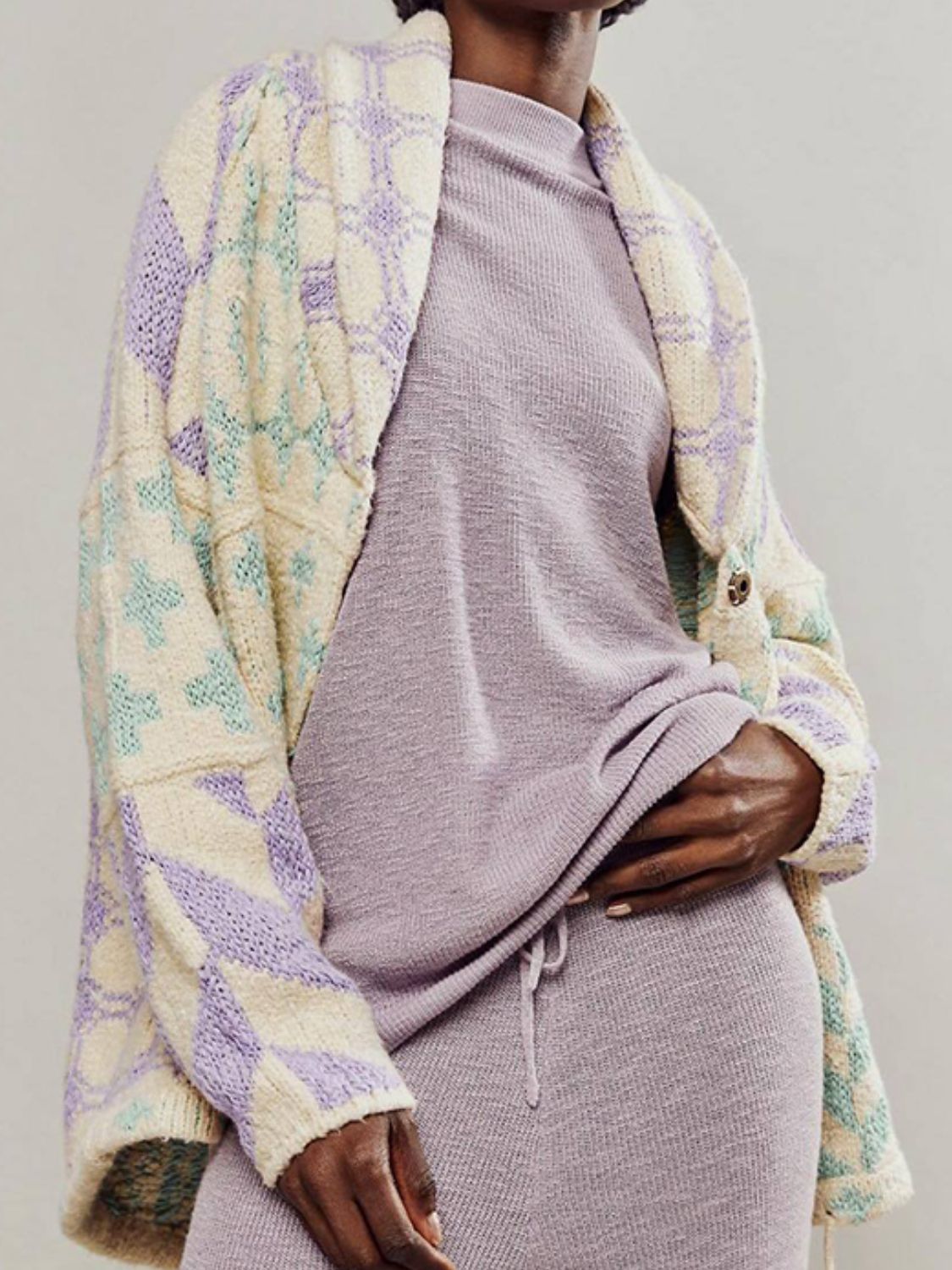 Collared Neck Long Sleeve Cardigan - Charming Charlie