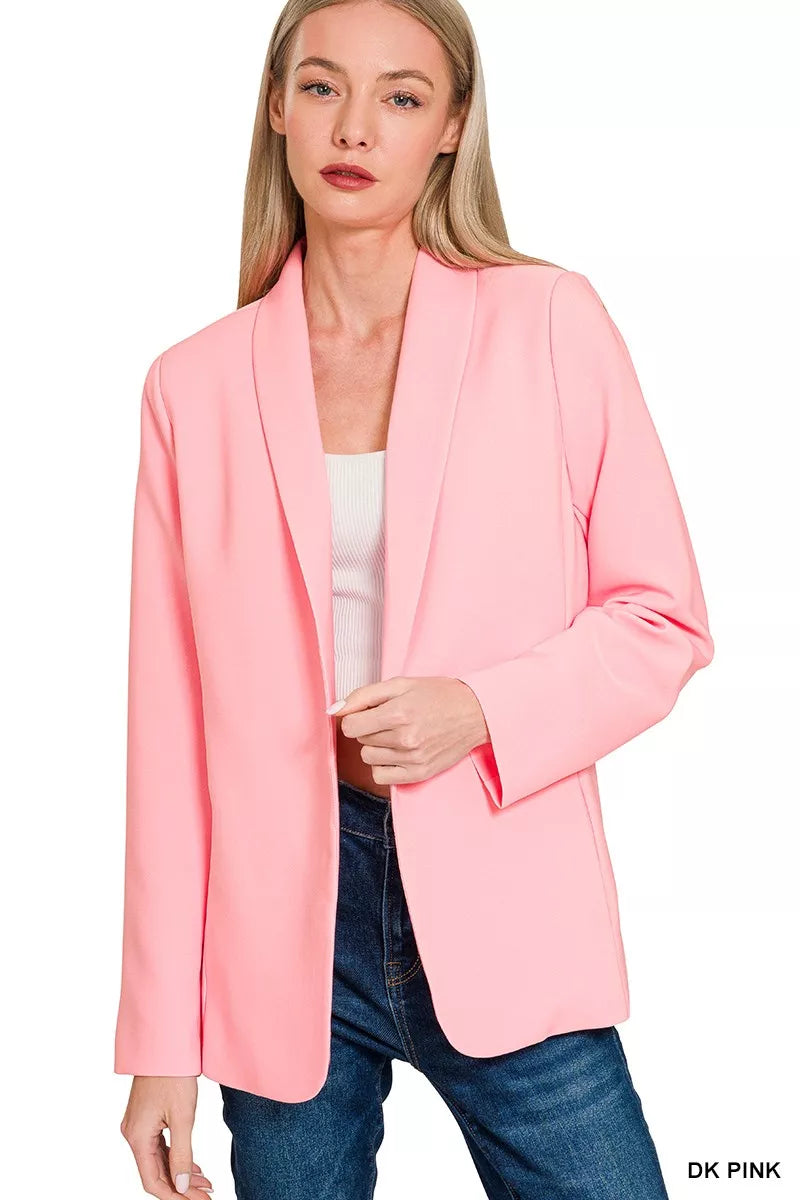 Zenana Woven Long Sleeve Blazer With Lining – Charming Charlie