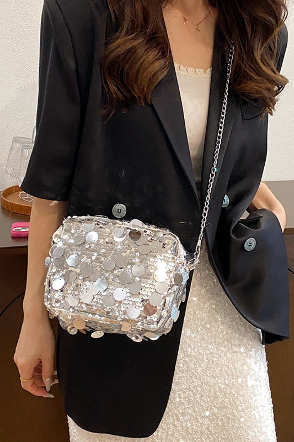 Silver and gold hot chain shoulder bag