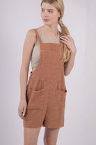 VERY J Sleeveless Double Gauze Overalls with Pockets - Charming Charlie