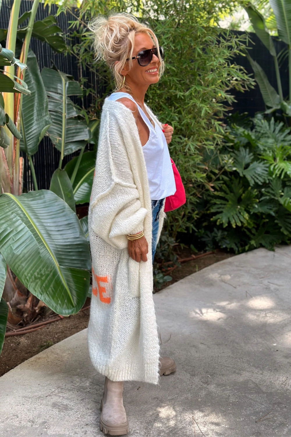 Letter Dropped Shoulder Long Sleeve Cardigan – Charming Charlie