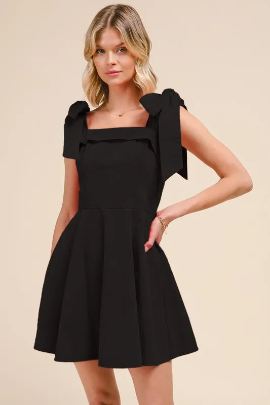 SO ME Fit and Flare Washed Gameday Dress Black / S