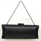 Elegant Studded Crystal Clutch Womens Evening Bag - Black - Evening Bags