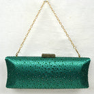 Elegant Studded Crystal Clutch Womens Evening Bag - Kelly Green - Evening Bags