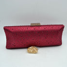 Elegant Studded Crystal Clutch Womens Evening Bag - Red - Evening Bags