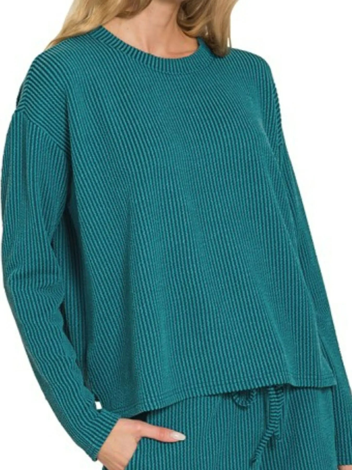 Zenana Corded Rib Long Sleeve Tee and Shorts Set – Charming Charlie