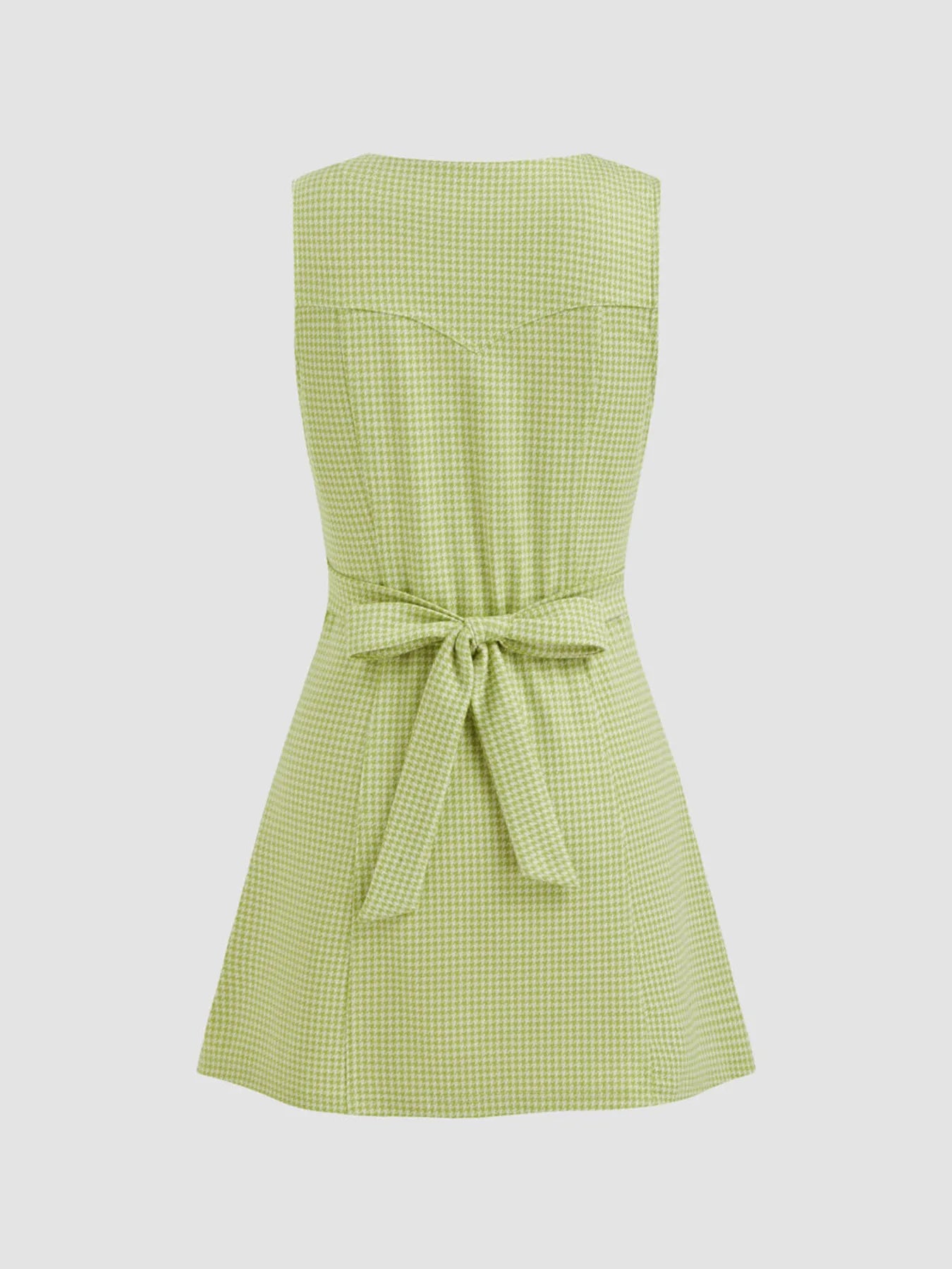 Gingham Button-Front A-Line Mini Dress Matcha Color / L Gingham Button-Front A-Line Mini Dress Matcha Color / L