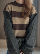 Contrast Round Neck Long Sleeve Sweater - Charming Charlie