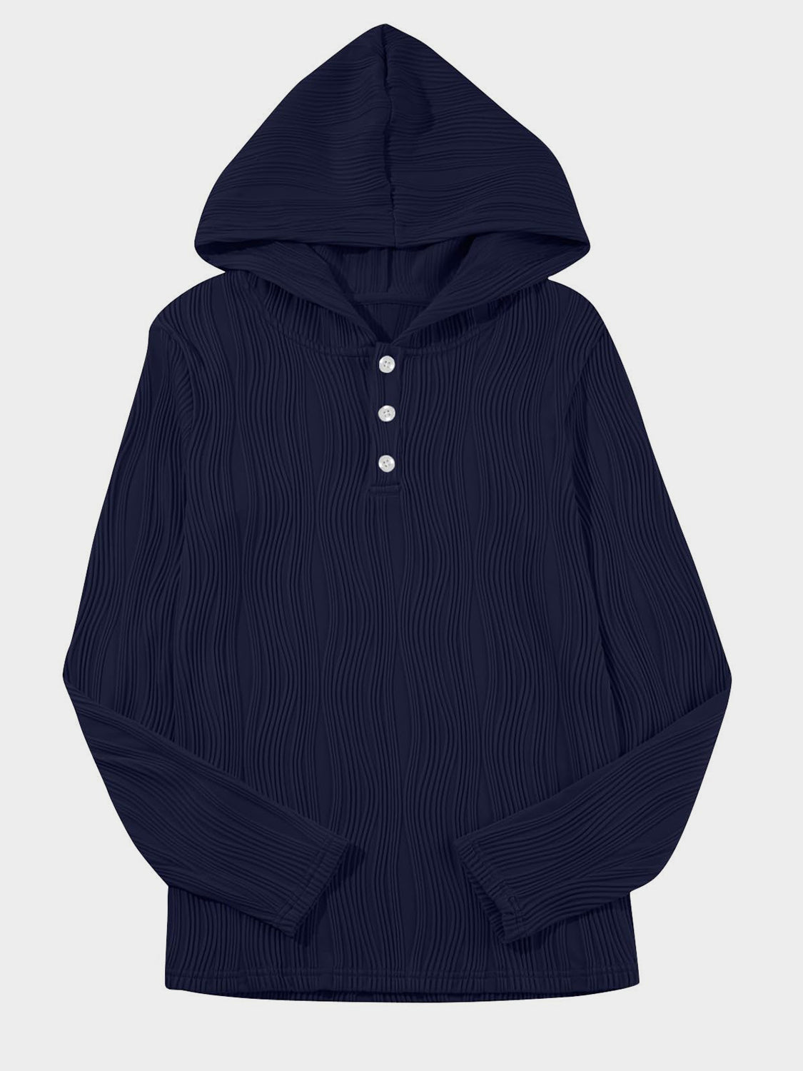 Textured Long Sleeve Hoodie - Charming Charlie