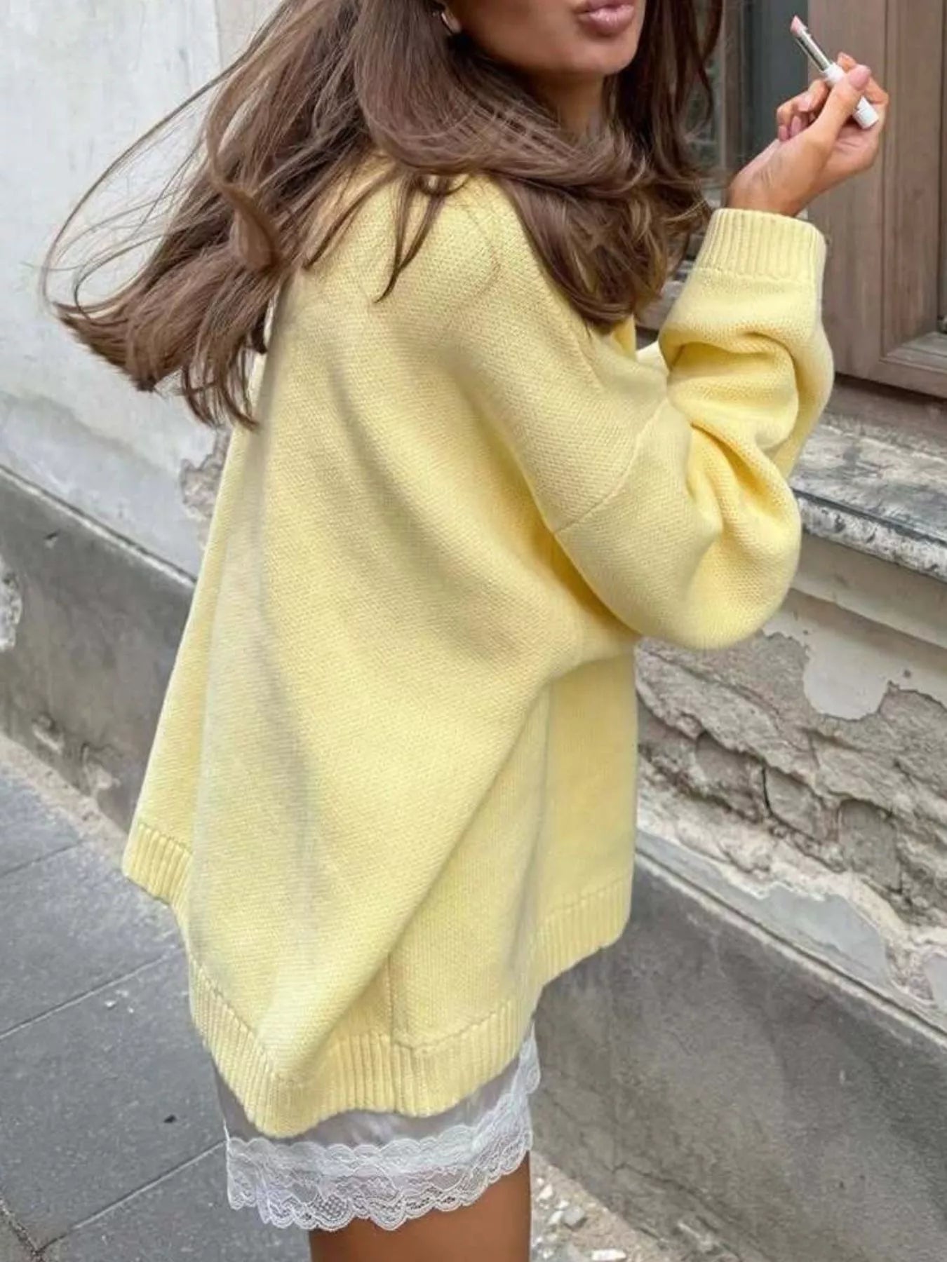 Letter Ribbed Hem Long Sleeve Sweater – Charming Charlie
