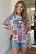 Stars and Stripes Patchwork Oversized Top - Charming Charlie