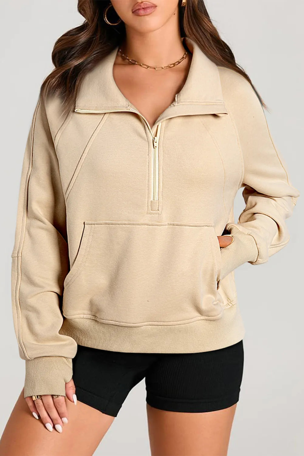Half Zip Long Sleeve Sweatshirt - Charming Charlie