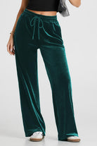 Drawstring Elastic Waist Straight Leg Pants - Charming Charlie