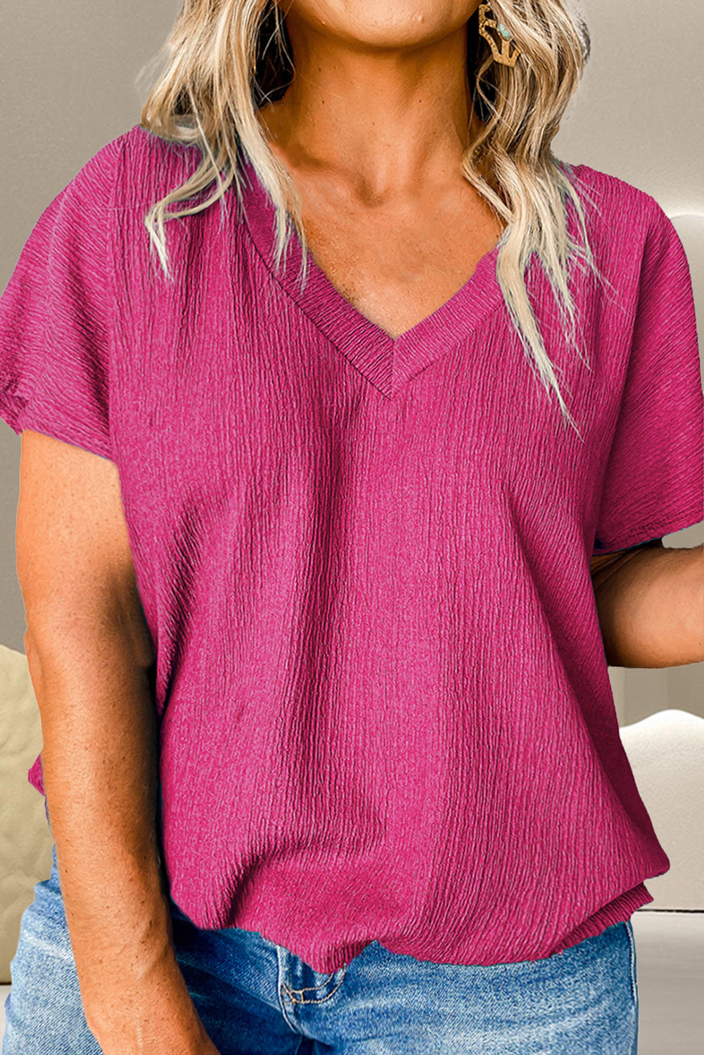 Plus Size V-Neck Short Sleeve Top - Charming Charlie