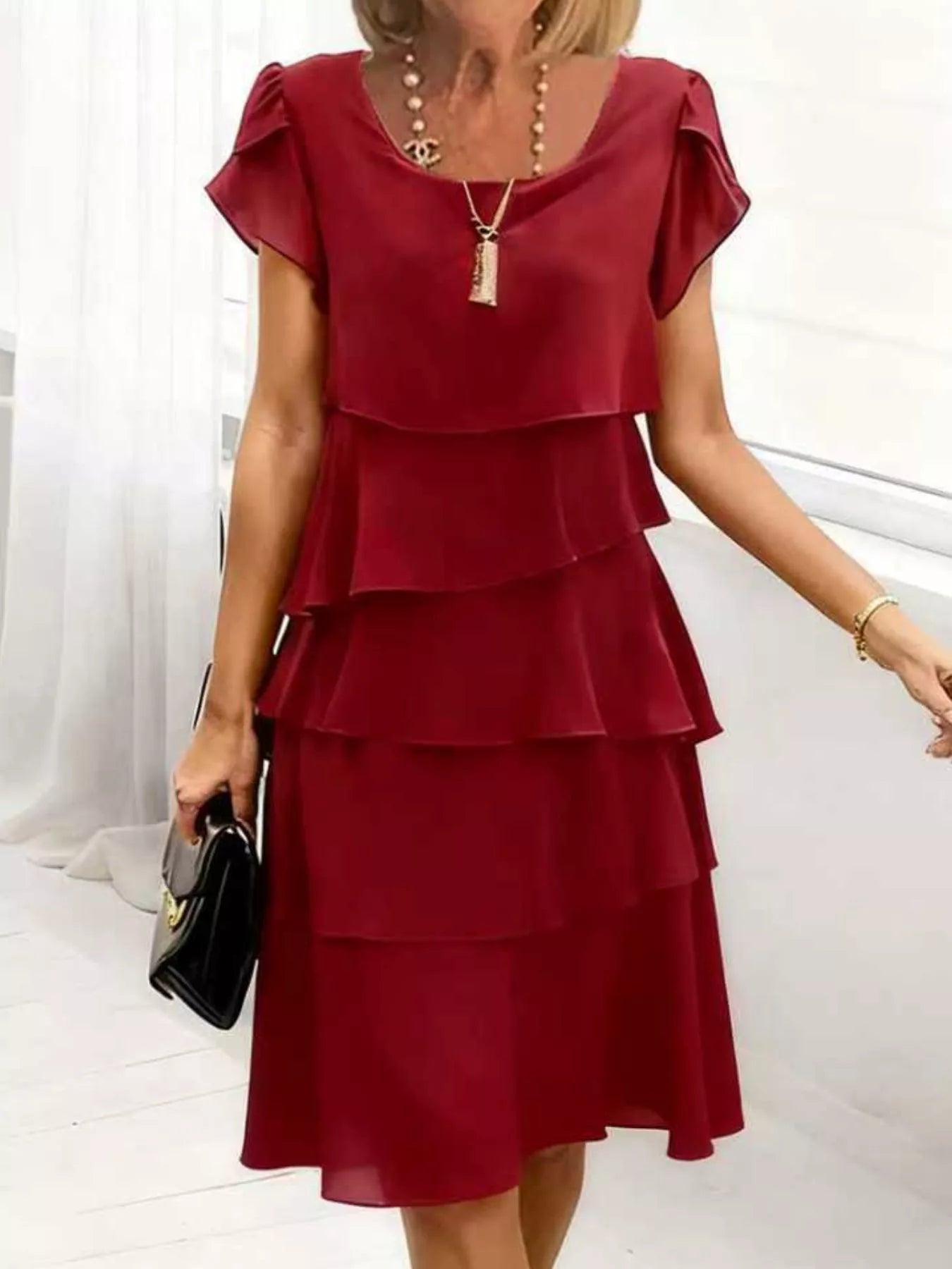 Full Size Ruffled Layered Petal Sleeve Dress Plus Size Charming Charlie Full Size Ruffled Layered Petal Sleeve Dress Plus Size Charming Charlie