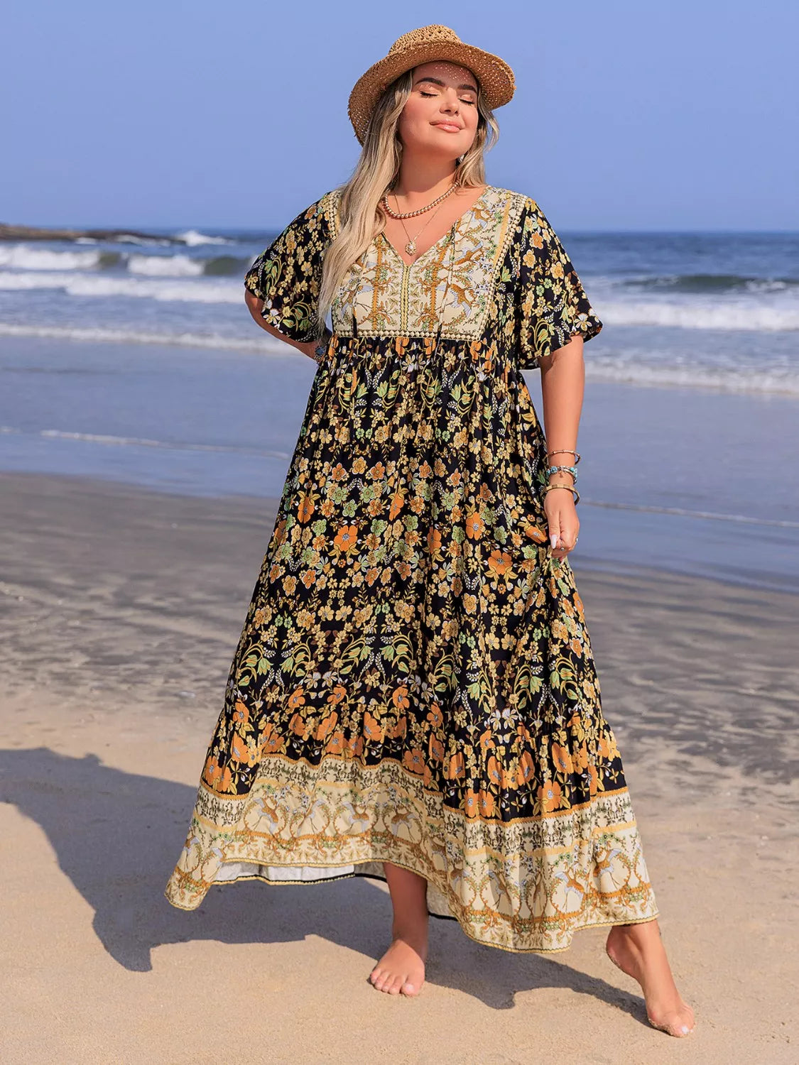 Plus Size Bohemian Floral Tiered Maxi Dress – Charming Charlie