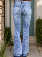 Distressed Button-Fly Bootcut Jeans with Pockets - Charming Charlie