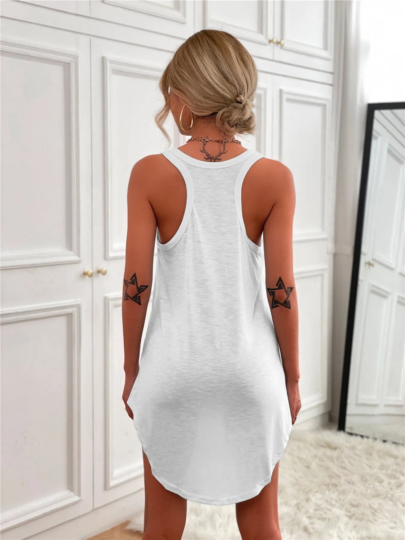 knee length dresses for ladies Moira Sculpted Mini Dress – Curved Hem Cutout – Black main image 1