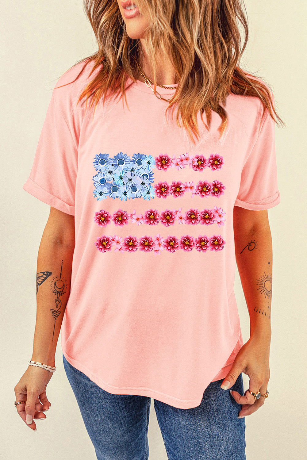 Graphic Round Neck Short Sleeve T-Shirt - Charming Charlie