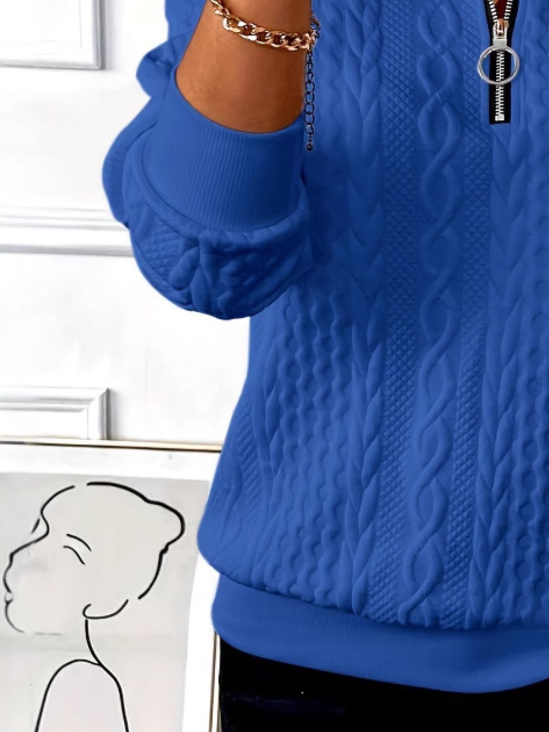 Texture Half Zip Long Sleeve Sweatshirt – Charming Charlie