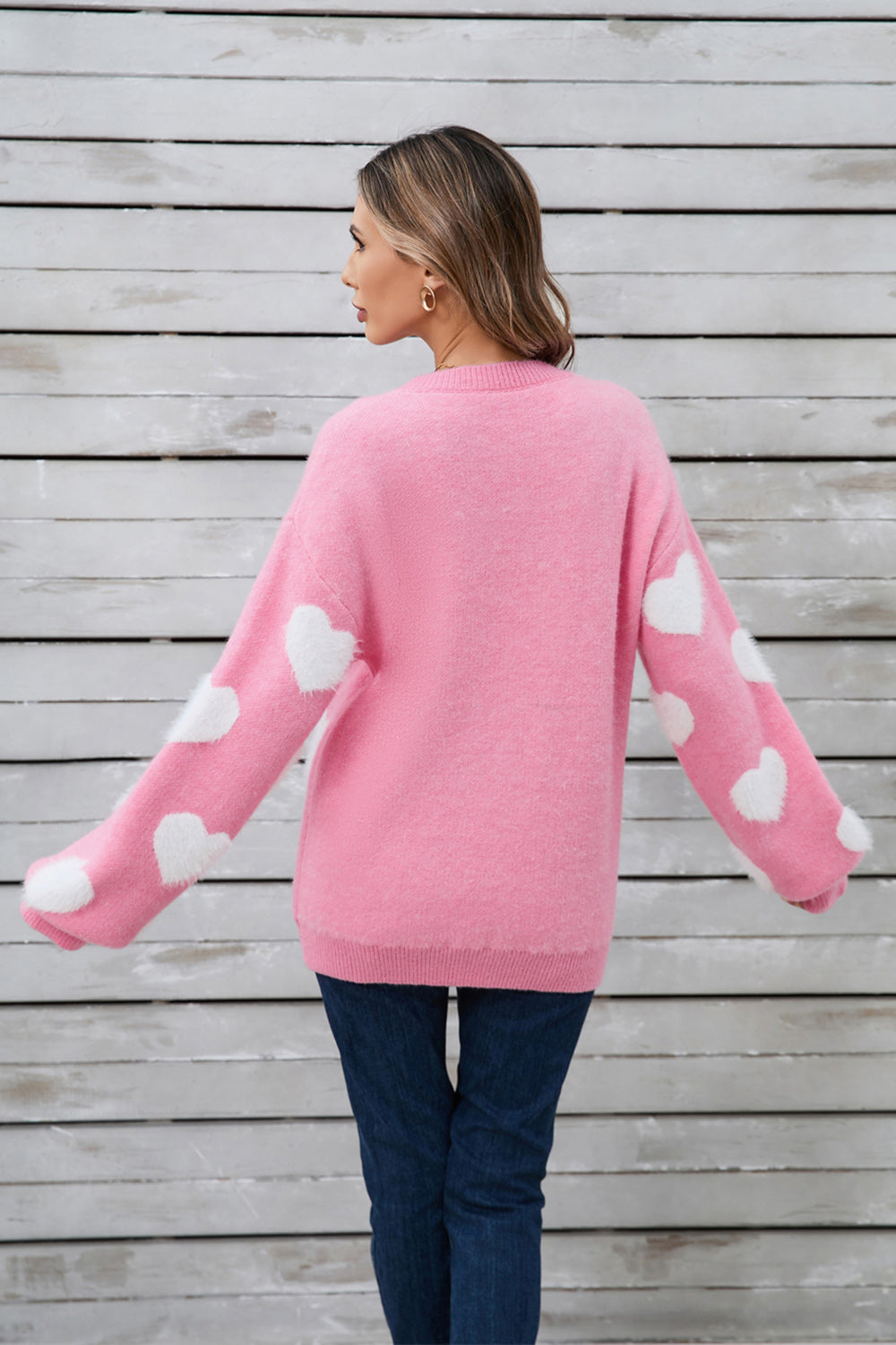 Angel Wings Heart Dropped Shoulder Long Sleeve Sweater – Charming