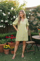Lime Blossom Jacquard Mini Dress - Charming Charlie
