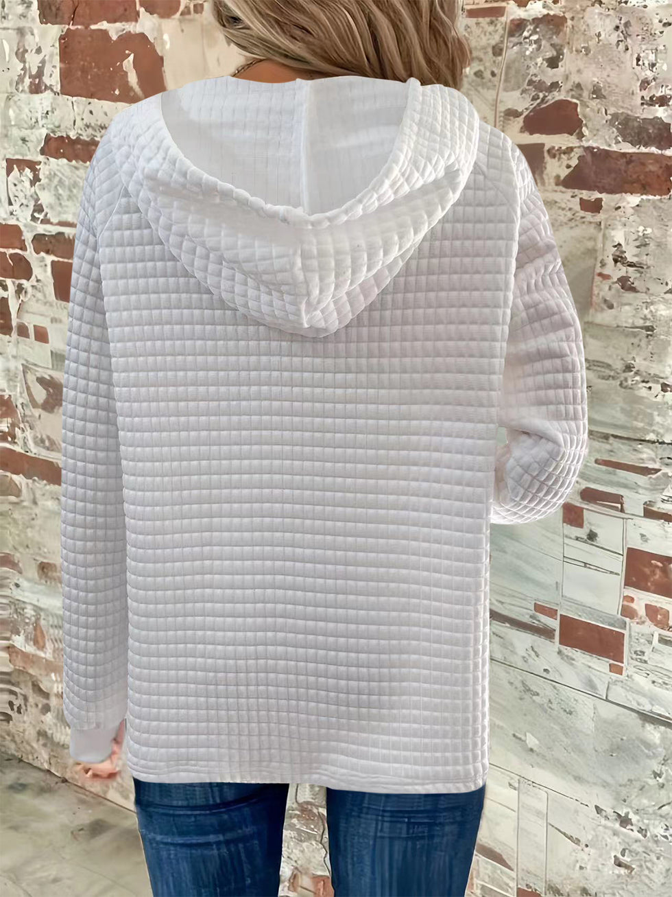 Long Sleeve Plush Drawstring Hoodie