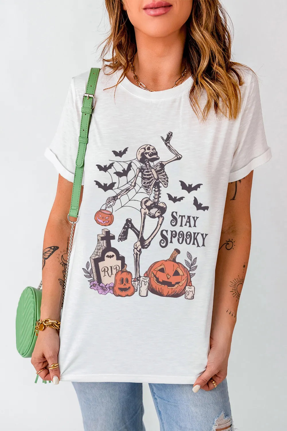 Graphic Round Neck Short Sleeve T-Shirt - Charming Charlie
