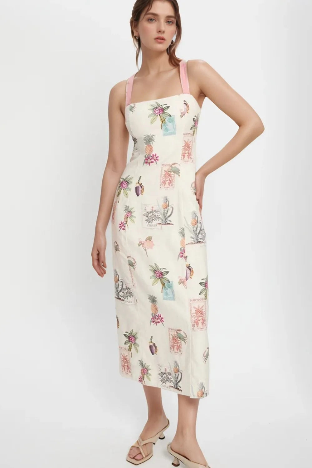 square neck midi summer dress Printed Square Neck Summer Midi Dress Floral / XXL