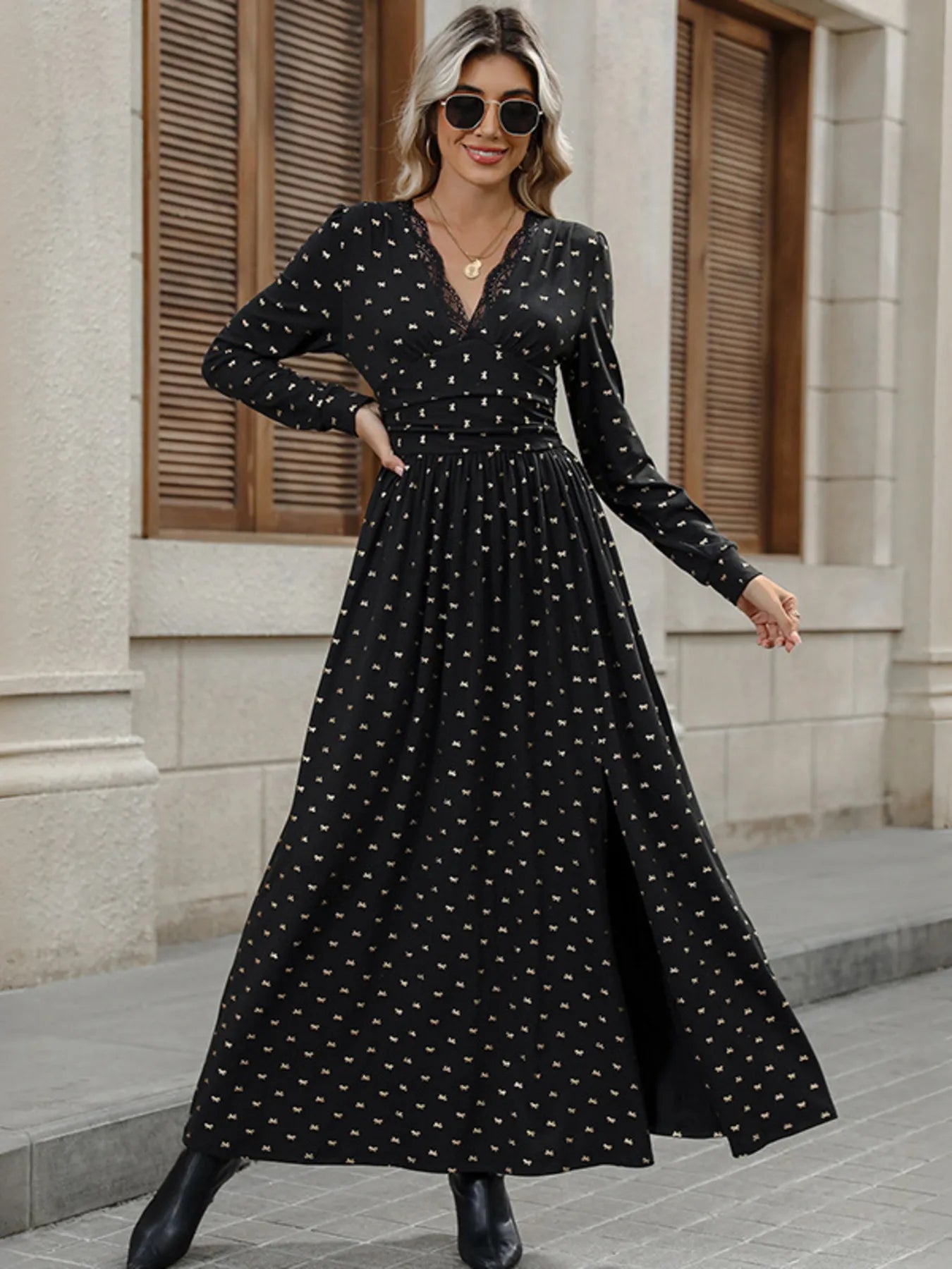 fitted lace wedding dress Floral Tiered Maxi Dress with Mixed Print Design – Charming Charlie