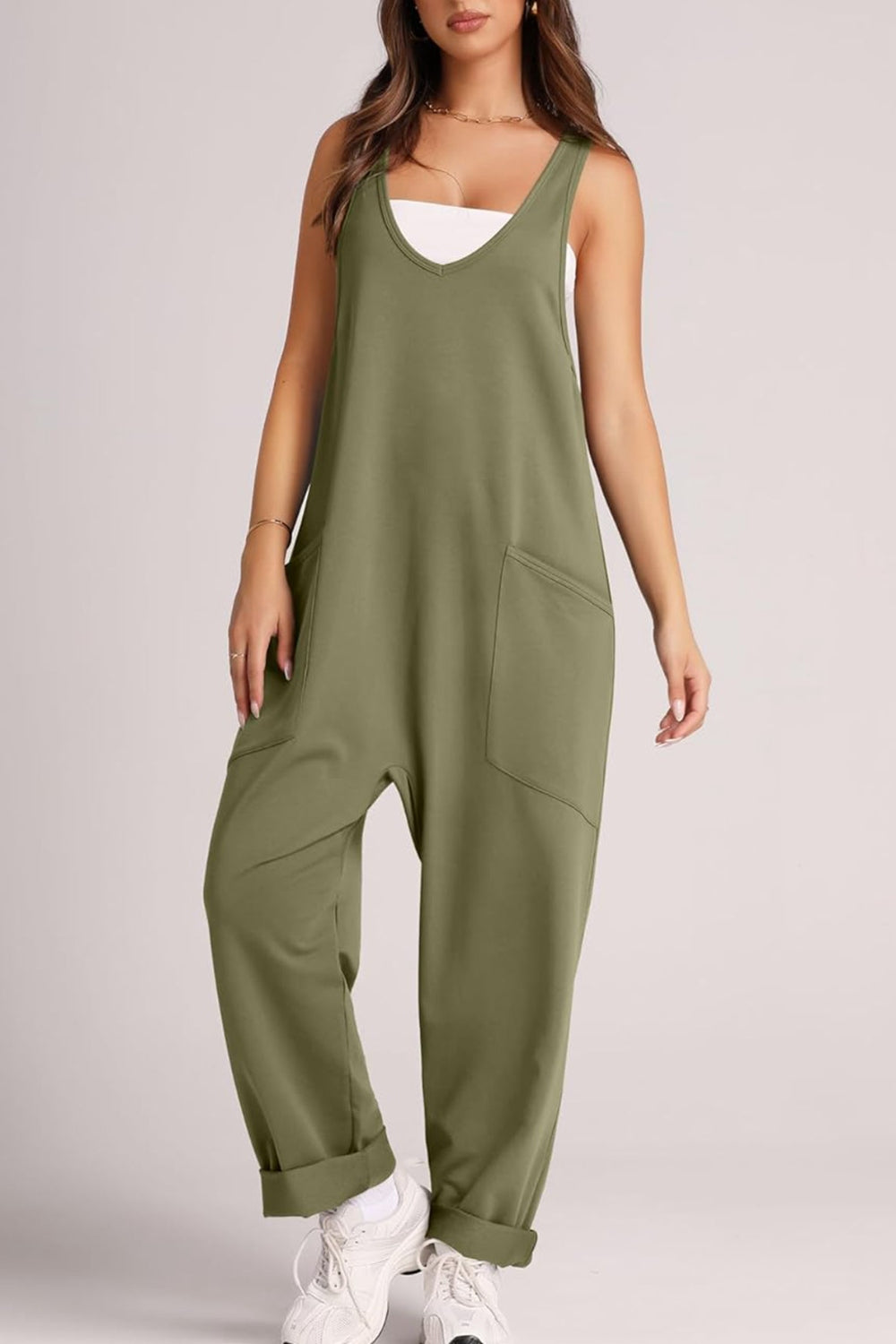 Wide Strap Jumpsuit with Pockets main image 0