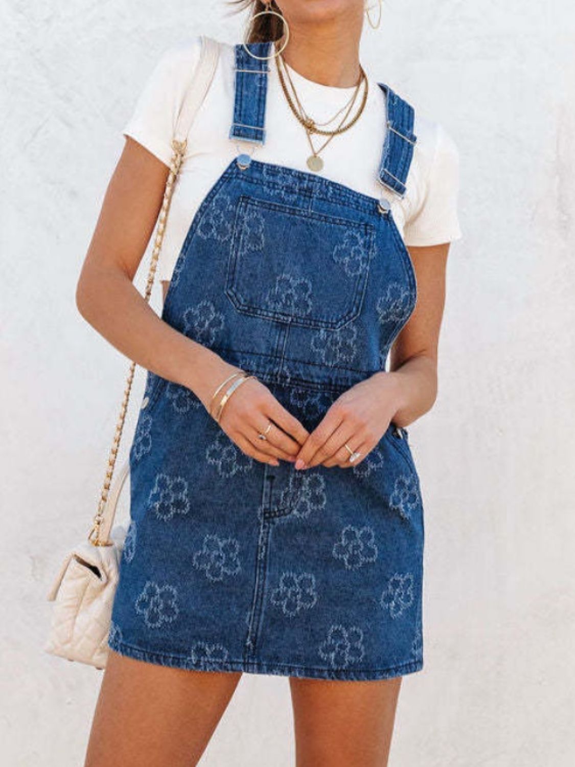 Annie Wear Wide Strap Denim Overall Dress with Pockets
