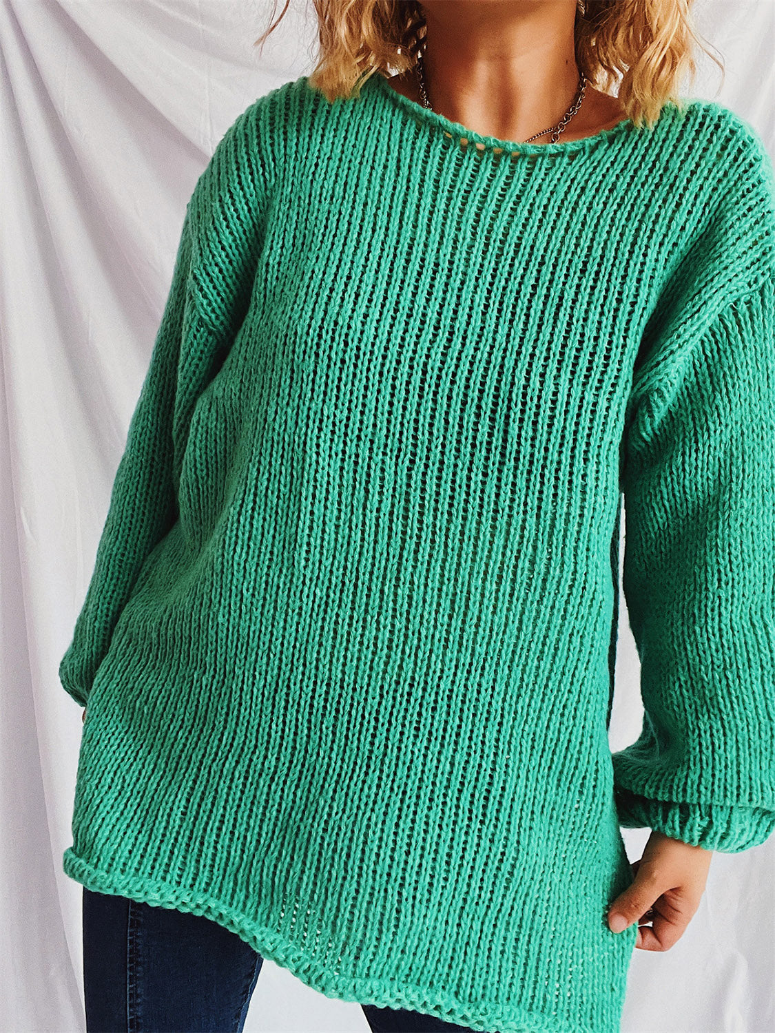 Boat Neck Dropped Shoulder Sweater – Charming Charlie