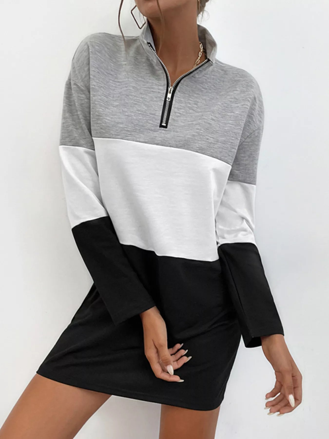 Color Block Zip Front Casual Dress Charming Charlie Color Block Zip Front Casual Dress Charming Charlie