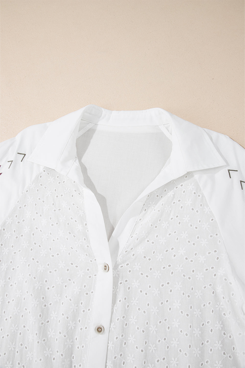 Embroidered Eyelet Collared Neck Long Sleeve Shirt Charming Charlie Embroidered Eyelet Collared Neck Long Sleeve Shirt Charming Charlie