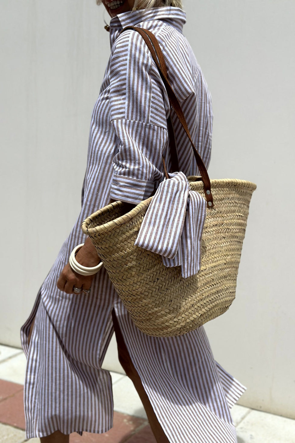 Tied Button Up Long Sleeve Dress