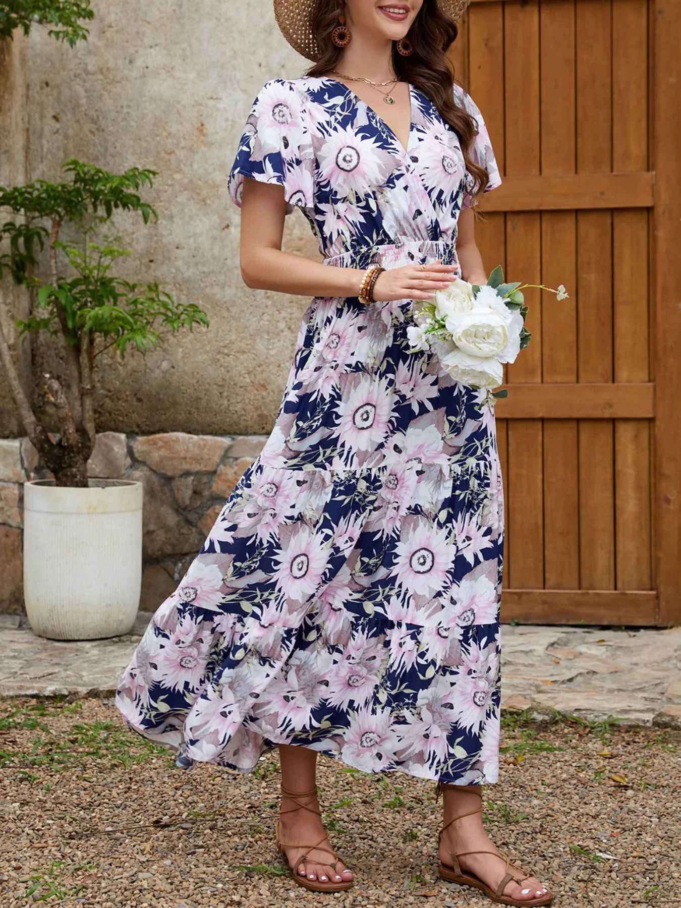 surplice georgette midi dress Floral Print Surplice Midi Dress – Charming Charlie