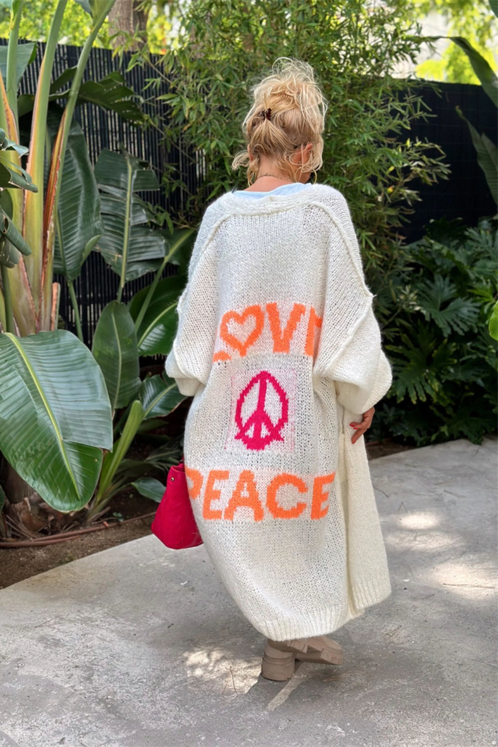 Letter Dropped Shoulder Long Sleeve Cardigan main image 0