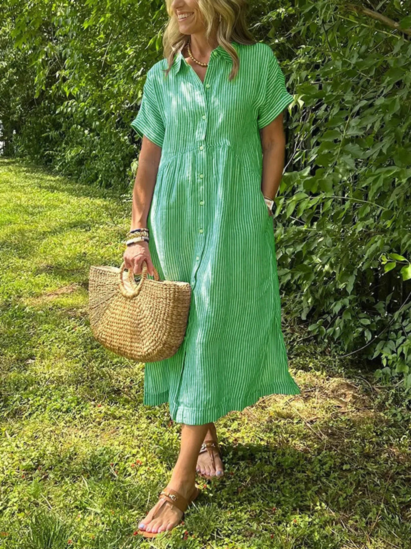 plus size button front midi dress Full Size Striped Button-Front Midi Dress Plus Size – Charming Charlie