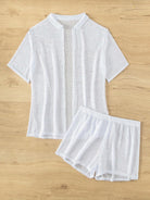 Open Front Half Sleeve Top and Shorts Cover Up Set - Charming Charlie