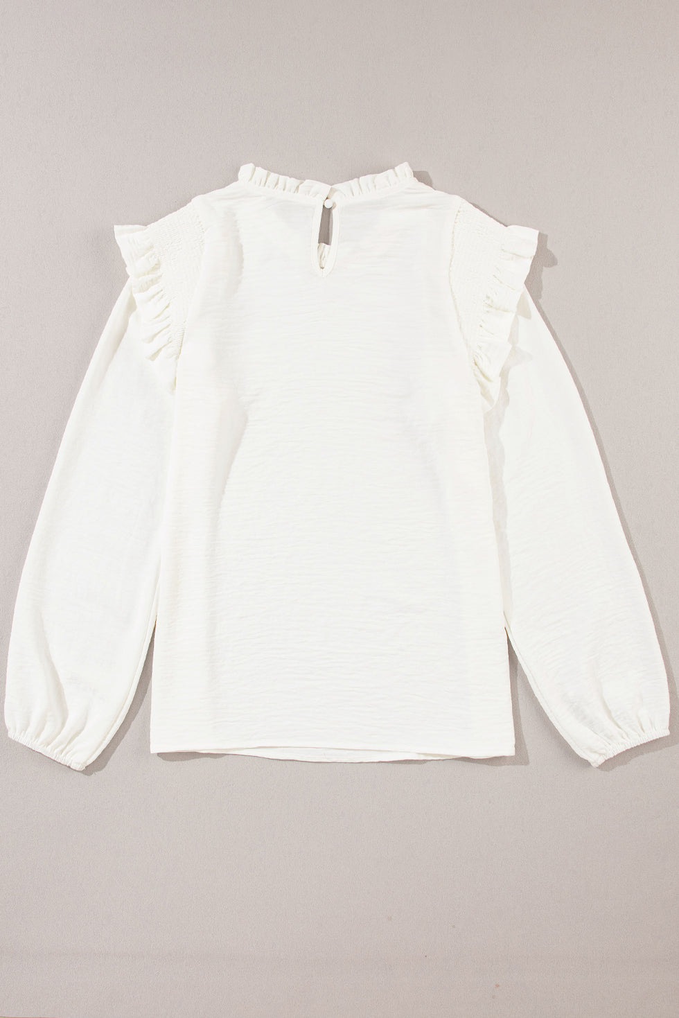 Frill Neck Short Flounce Sleeve Blouse