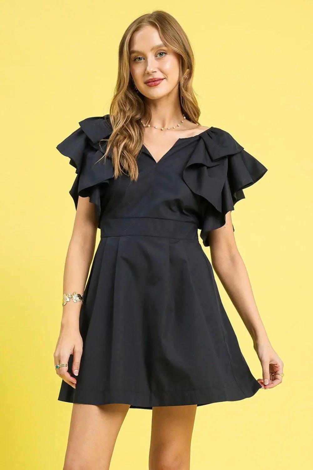 Umgee Double Ruffle Sleeve Fit and Flare Dress – Charming Charlie
