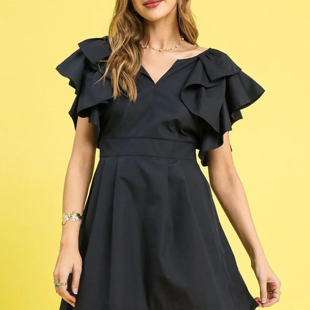 Umgee Double Ruffle Sleeve Fit and Flare Dress Charming Charlie Umgee Double Ruffle Sleeve Fit and Flare Dress Charming Charlie