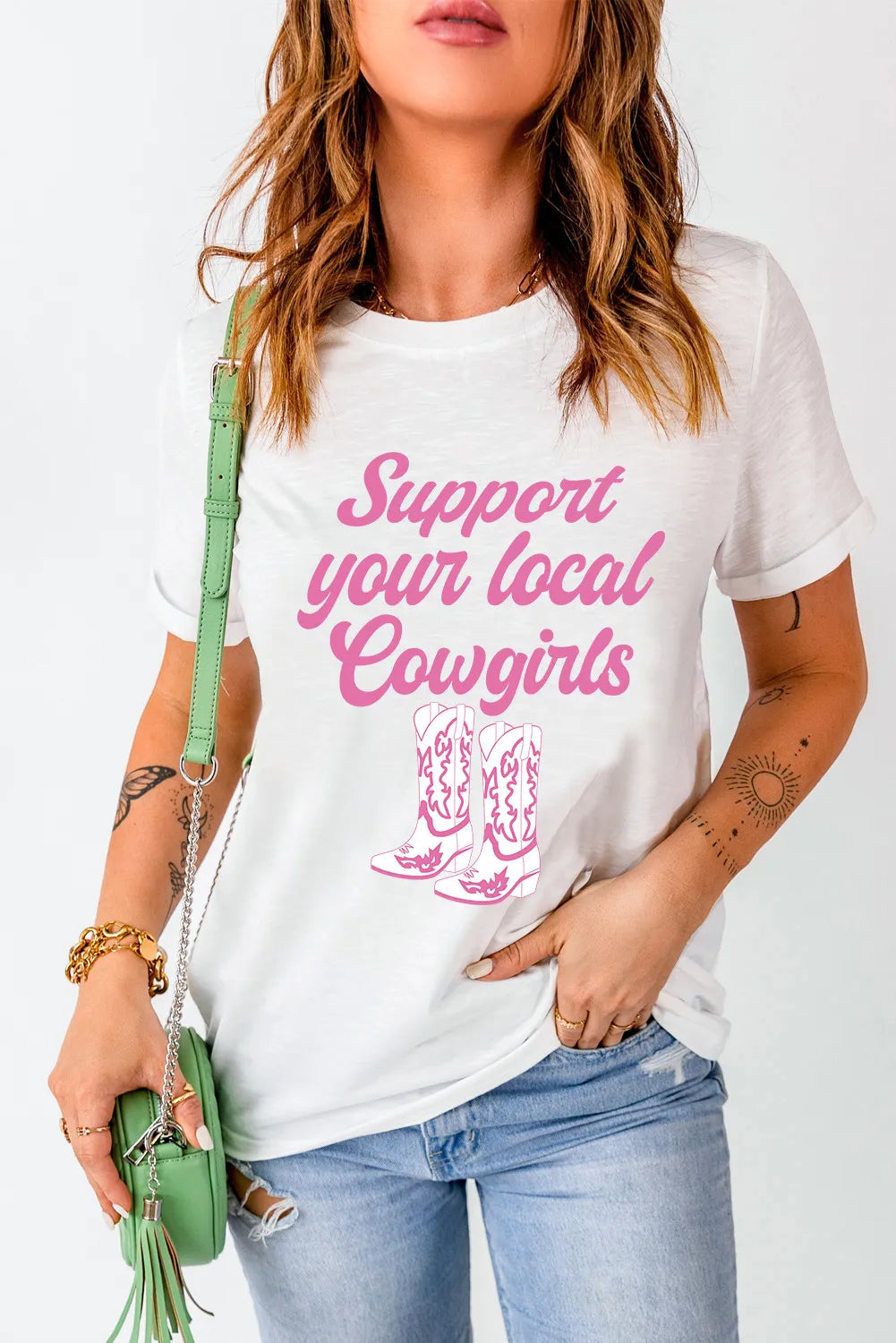 Letter Graphic Round Neck Short Sleeve T-Shirt - Charming Charlie