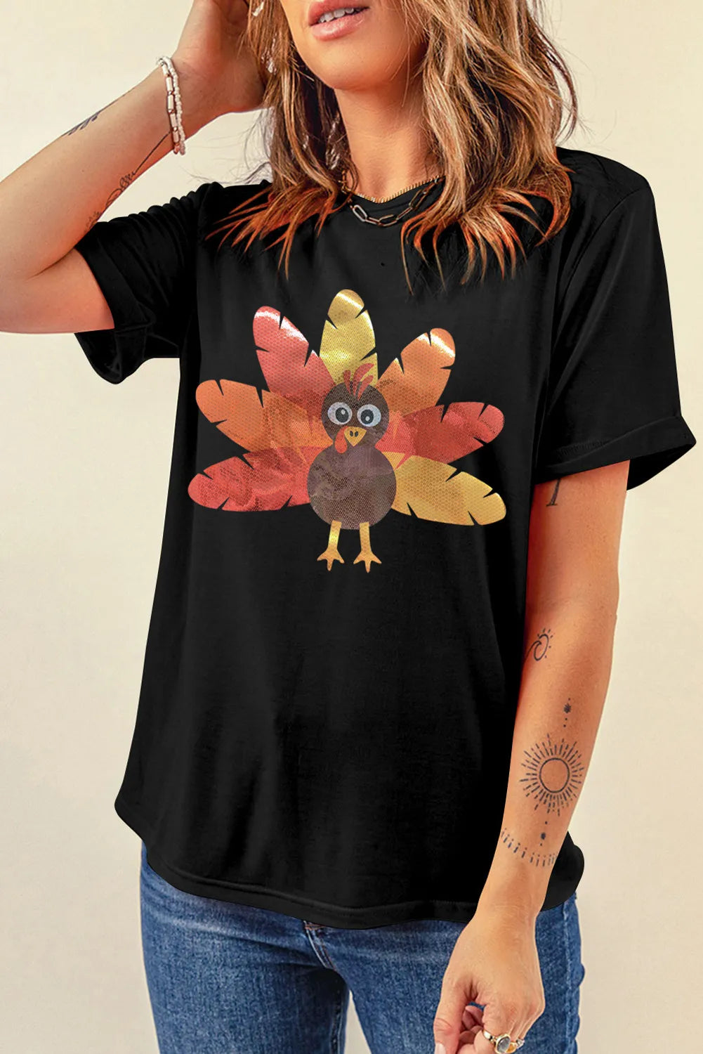 Graphic Round Neck Short Sleeve T-Shirt - Charming Charlie