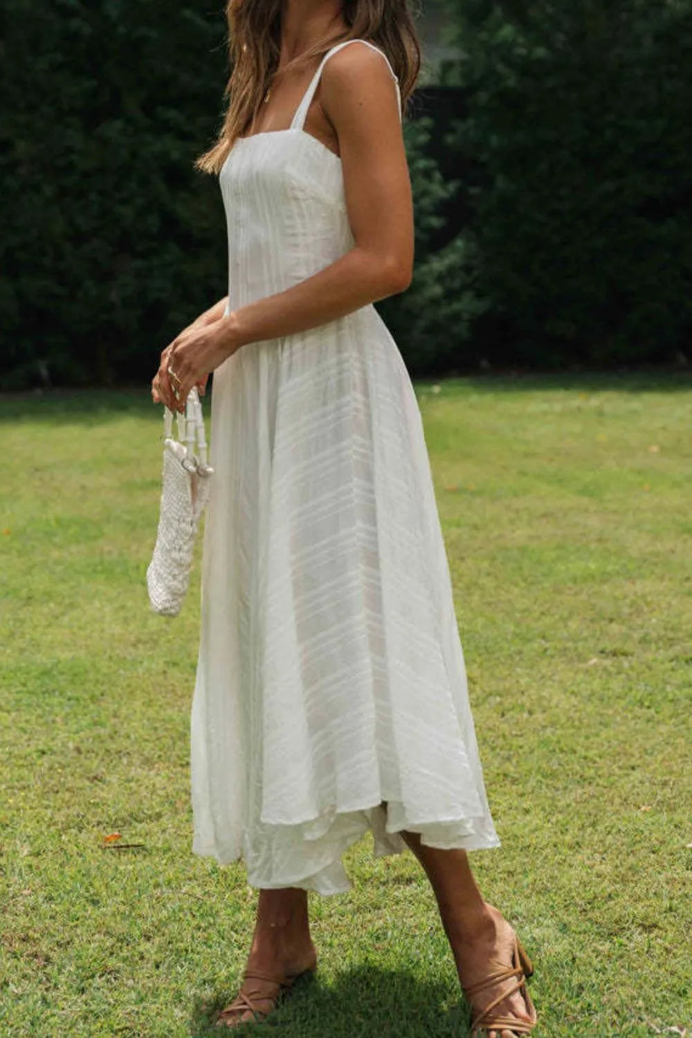 lace up back linen mini dress in sand Make Memories Molded Bust Lace-Up Back Lace Mini Dress White/Beige main image 1