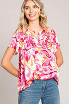 Cotton Bleu by Nu Label Abstract Print Short Sleeve Top - Charming Charlie
